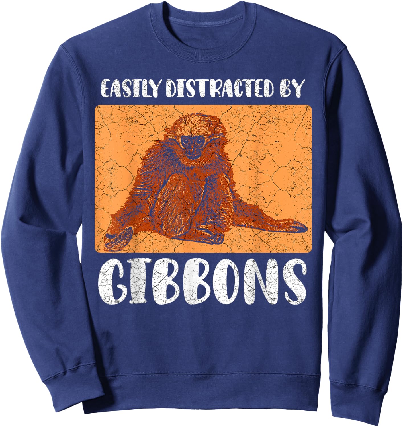 Gibbon Ape Monkey Funny Sweatshirt - Sweatshirt | Navy