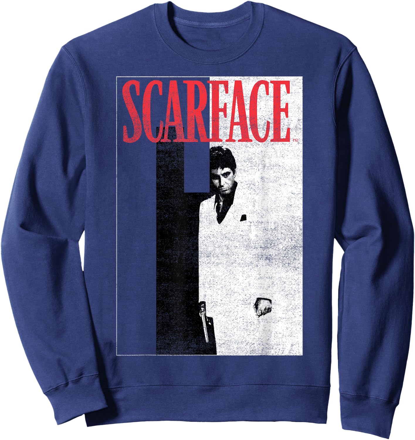 Scarface Distressed Movie Poster Photo Sweatshirt - Sweatshirt | Navy