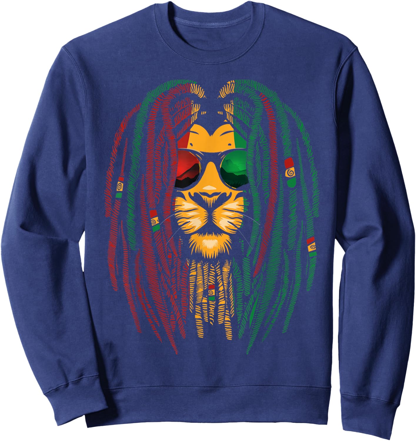 Lion Dreadlocks Reggae Wild Cat Rasta Africa Rastafarian Sweatshirt - Sweatshirt | Navy