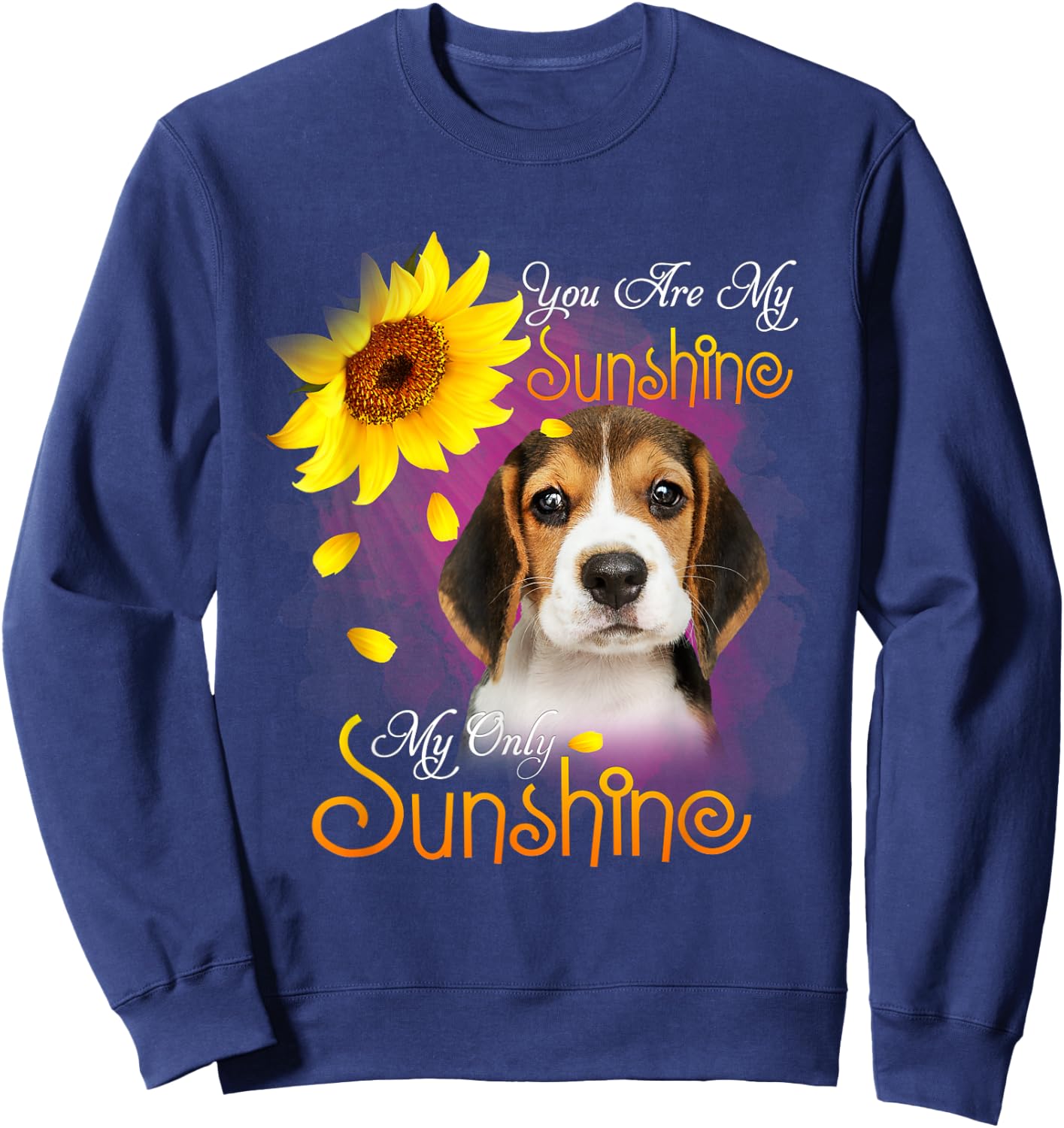 My Sunshine Beagle Dog With Sunflowers Sweatshirt - Sweatshirt | Navy