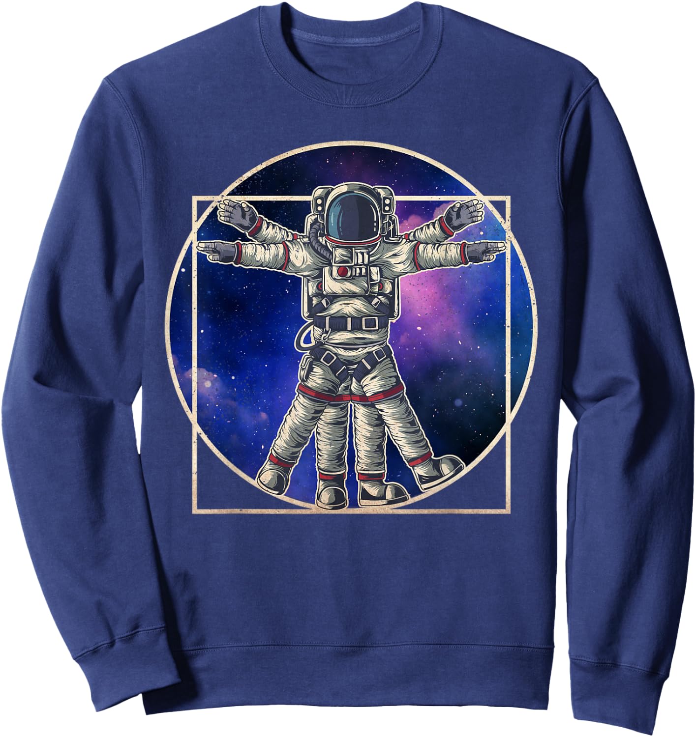 Astronaut Vitruvian Man Da Vinci Cute Funny Graphic Sweatshirt - Sweatshirt | Navy