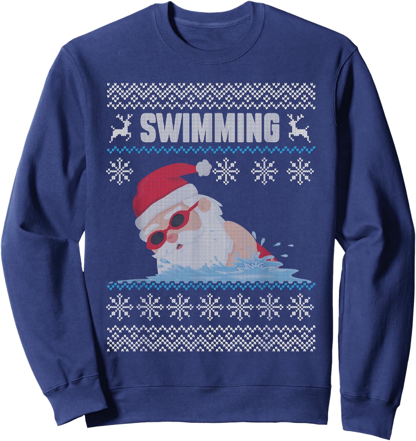 Swimming Santa Claus Swimming Pool Ugly Christmas Swimmer Sweatshirt - Sweatshirt | Navy