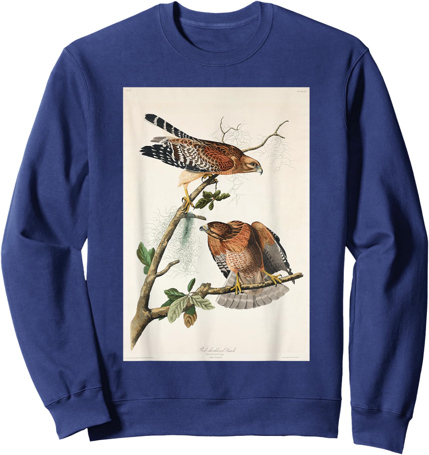 Vintage Red-Shouldered Hawks Birds Illustration Men & Women Sweatshirt - Sweatshirt | Navy
