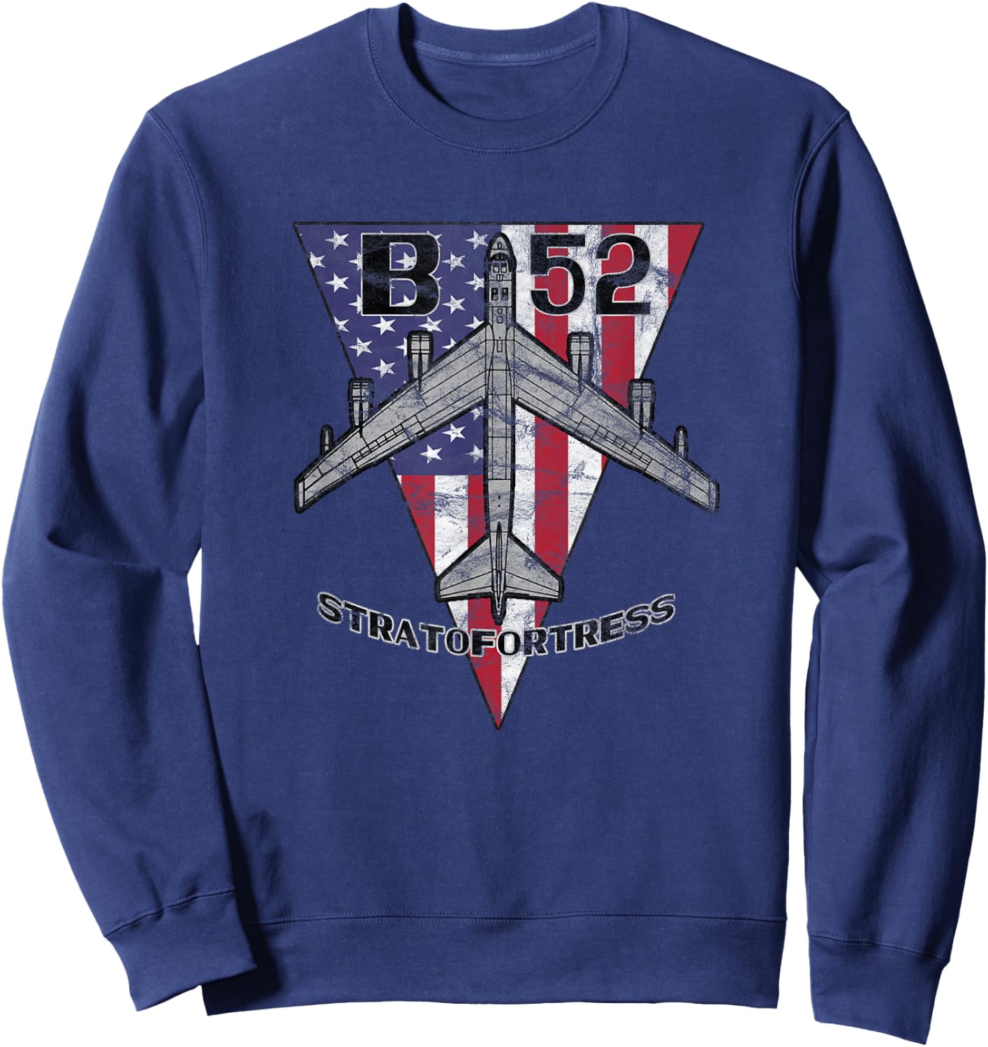 B-52 Stratofortress Airplane Patriotic Airplane Vintage Sweatshirt - Sweatshirt | Navy