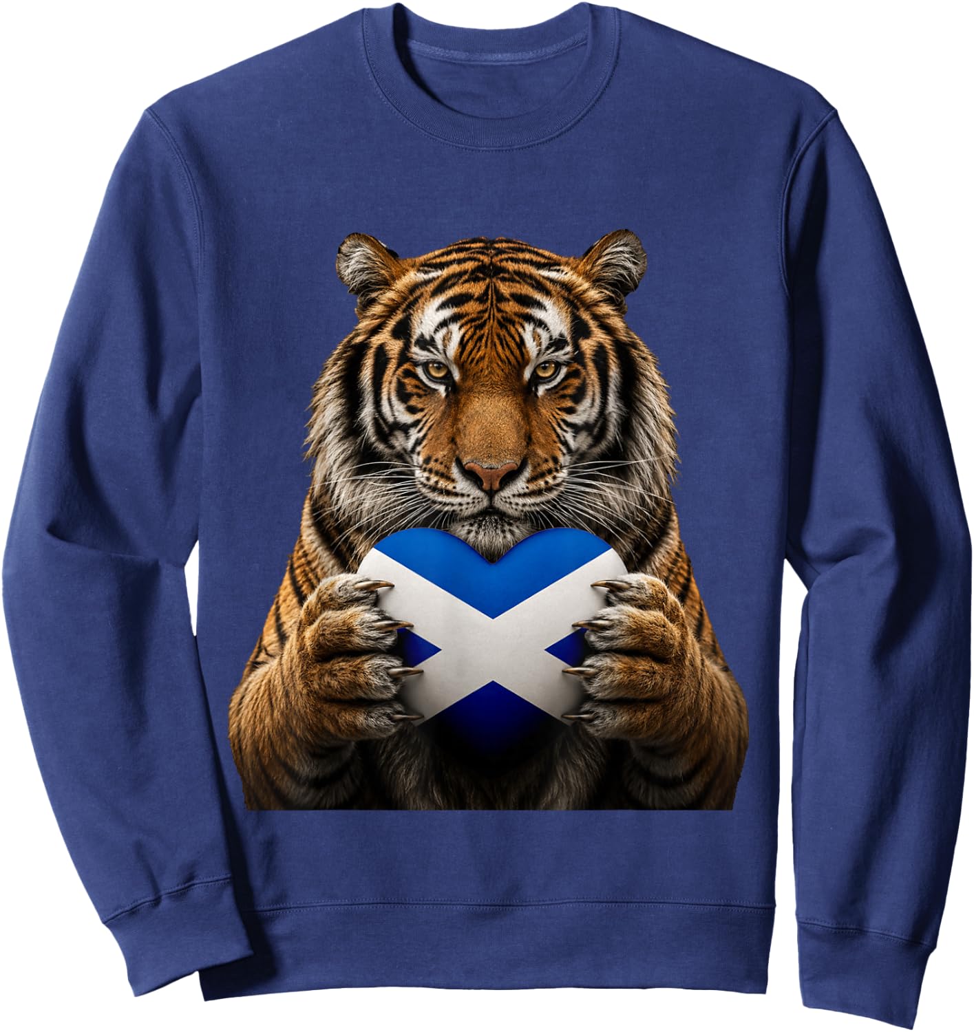 Scotland Flag Heart Pride Country Heritage Tiger Scottish Sweatshirt - Sweatshirt | Navy