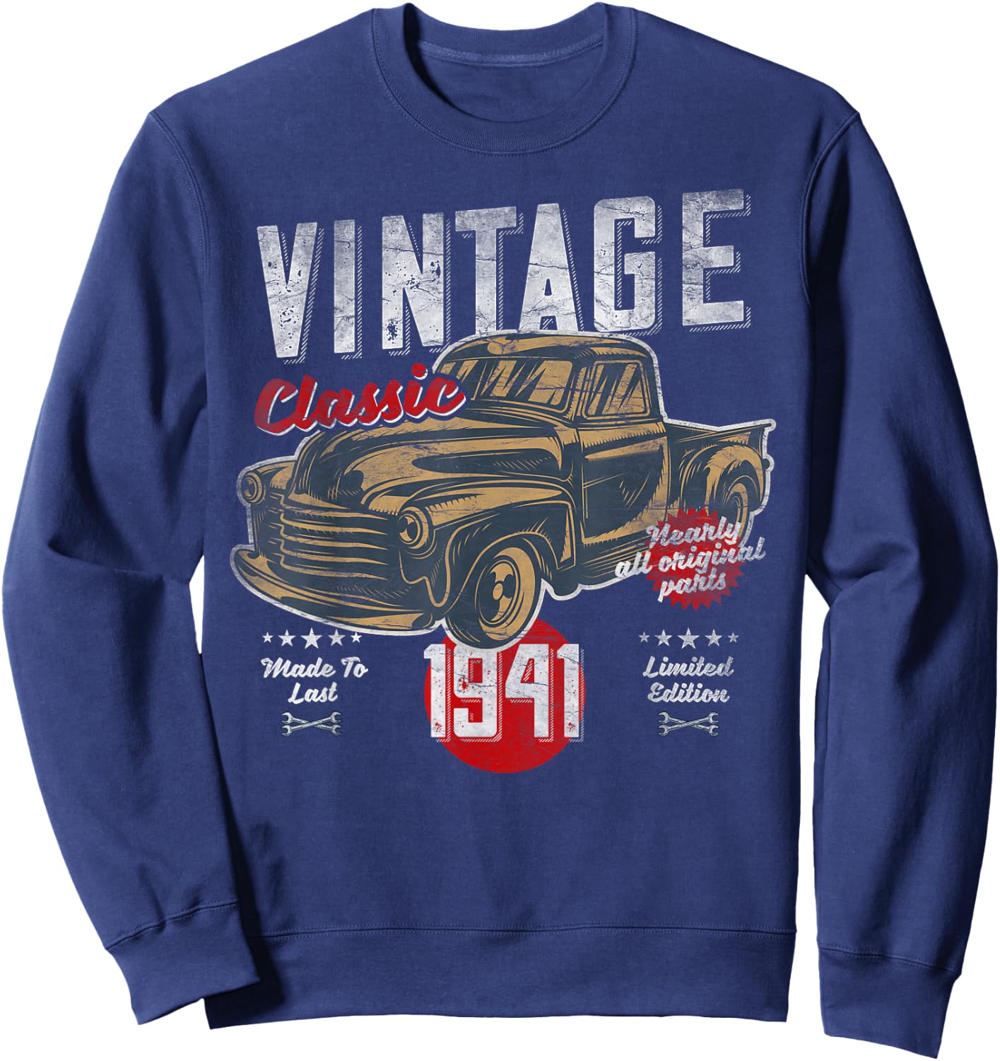 Vintage, Born 1941, Birthday, Classic Retro Pick-Up Sweatshirt - Sweatshirt | Navy