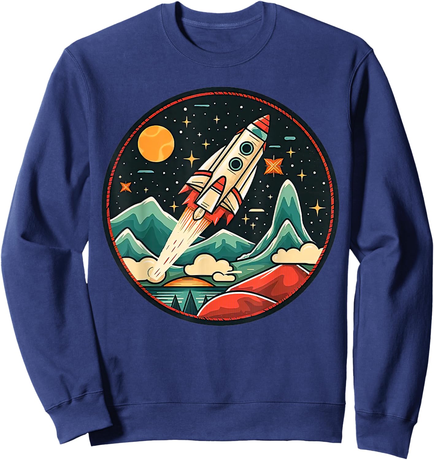 Cute Rocket Spaceship Kids Boys Toddlers Astronaut Sweatshirt - Sweatshirt | Navy