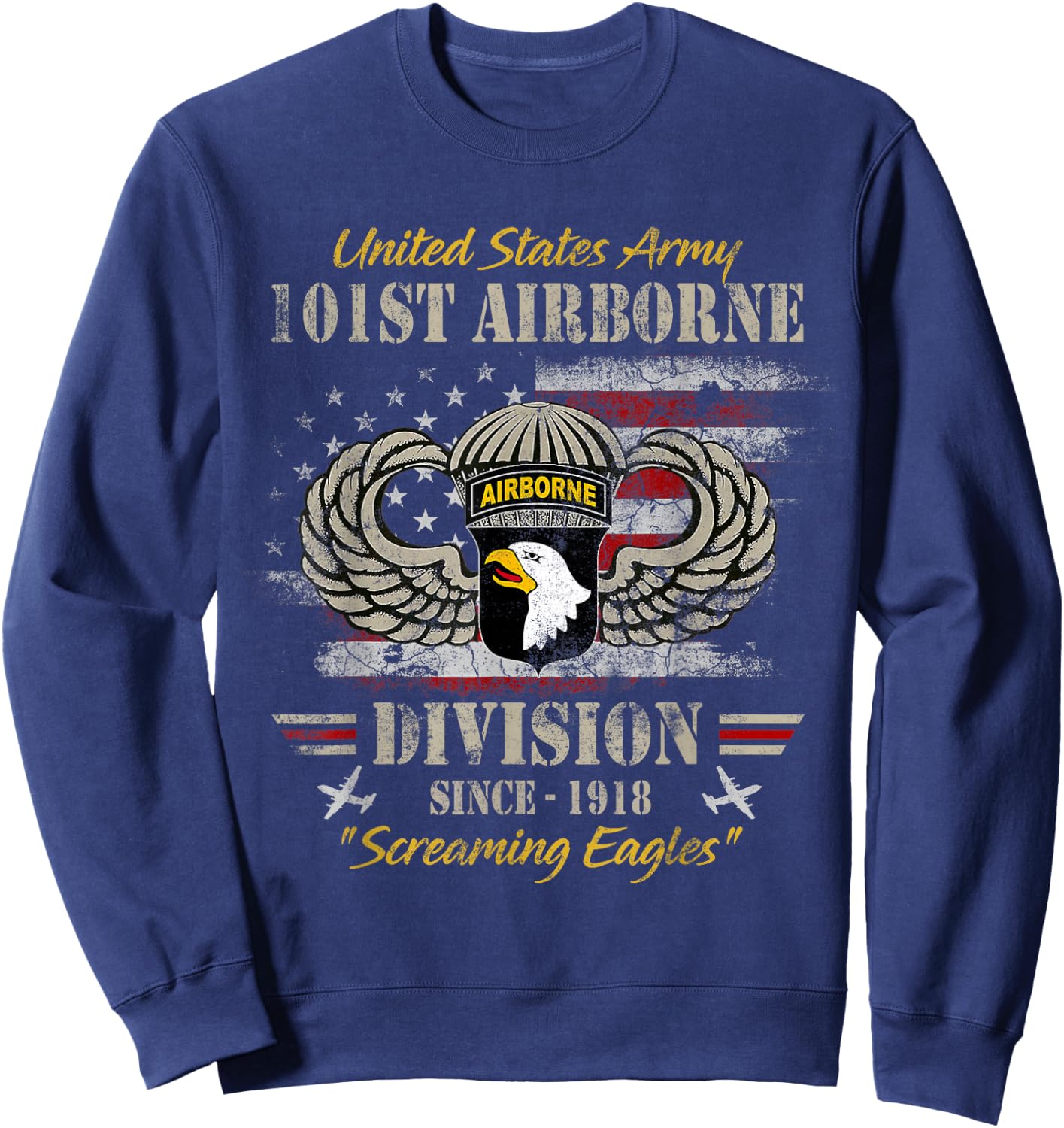 U.S Army 101st Airborne Paratrooper Veteran Screaming Eagles Sweatshirt - Sweatshirt | Navy