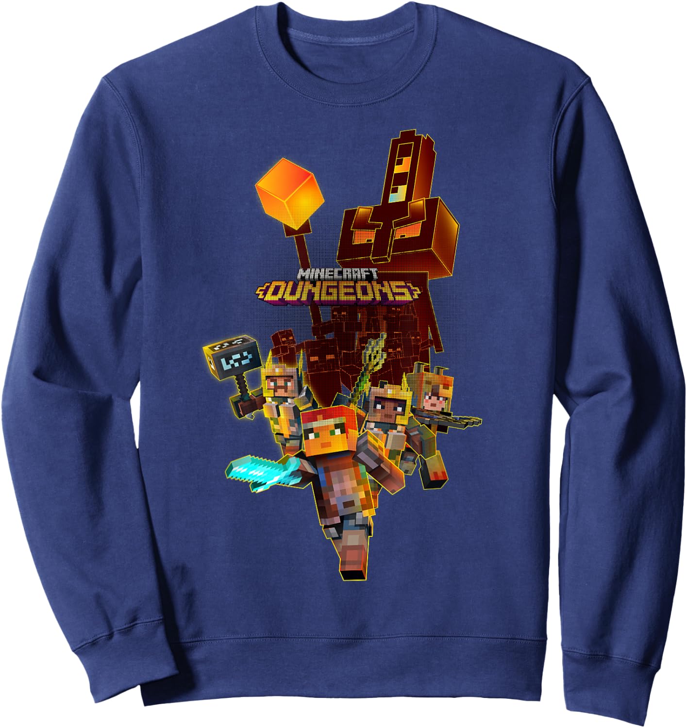 Minecraft Dungeons Group Fighters Poster Sweatshirt - Sweatshirt | Navy