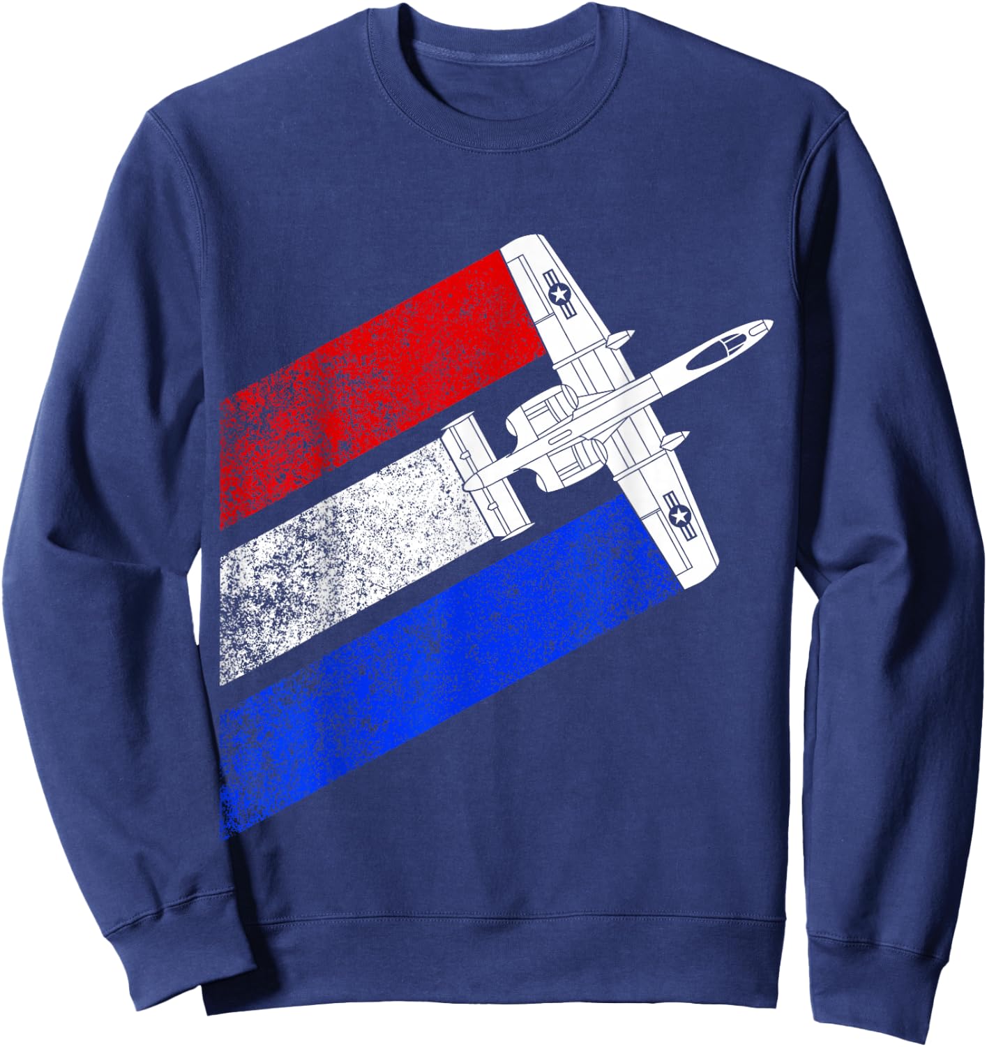 Vintage A-10 Warthog Plane Schematic US Flag Sweatshirt - Sweatshirt | Navy