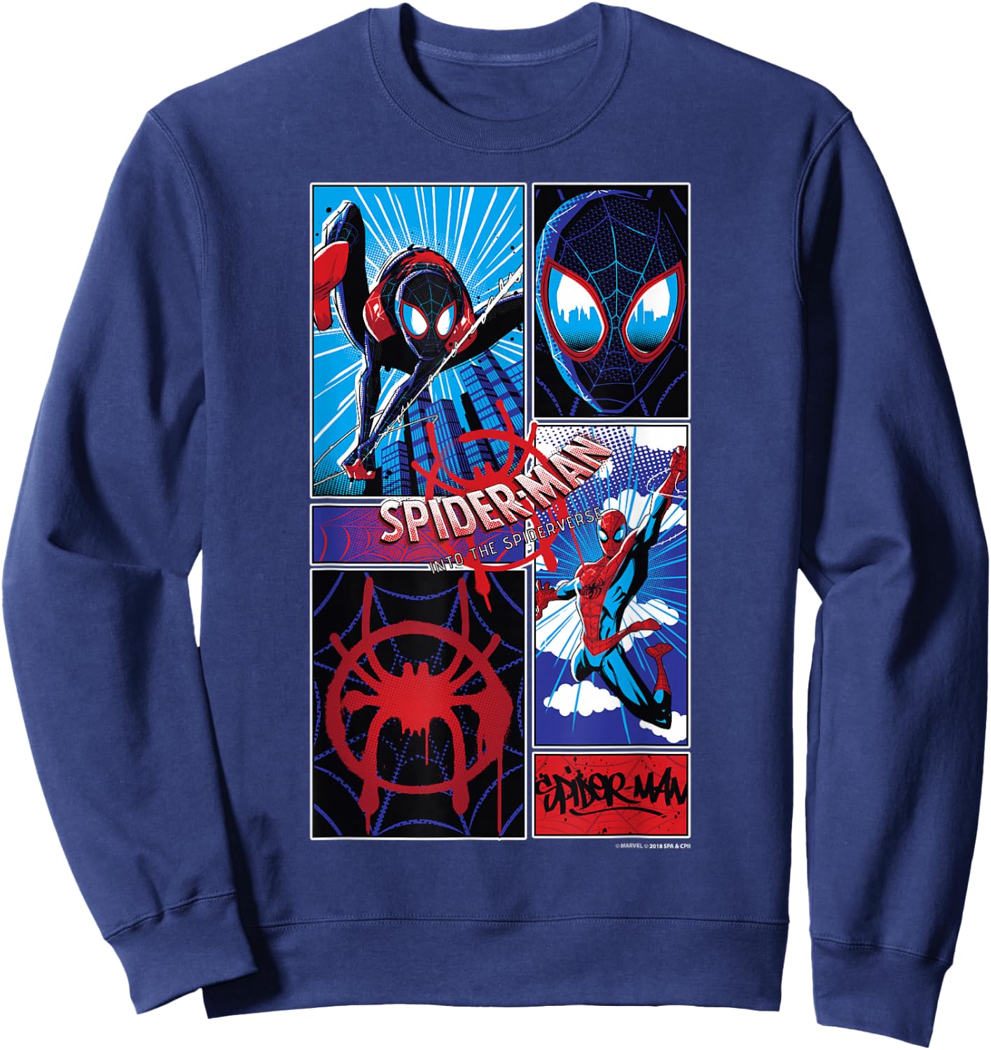 Marvel Spider-Man Spiderverse Miles & Peter Graphic Small Sweatshirt - Sweatshirt | Navy