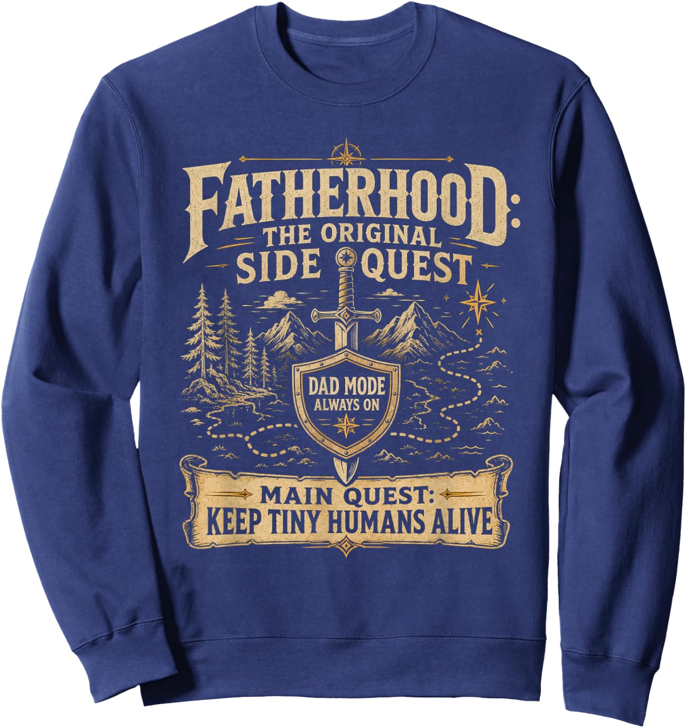 Father Fatherhood The Original Side Quest Dad Mode Sweatshirt - Sweatshirt | Navy