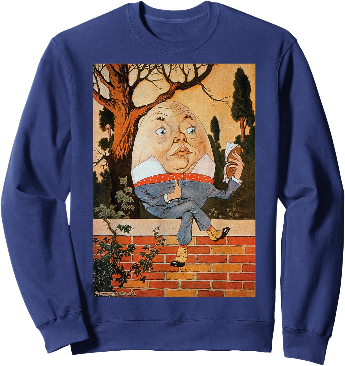Classic Fairytale Nursery Rhymes Humpty Dumpty Sat on a Wall Sweatshirt - Sweatshirt | Navy