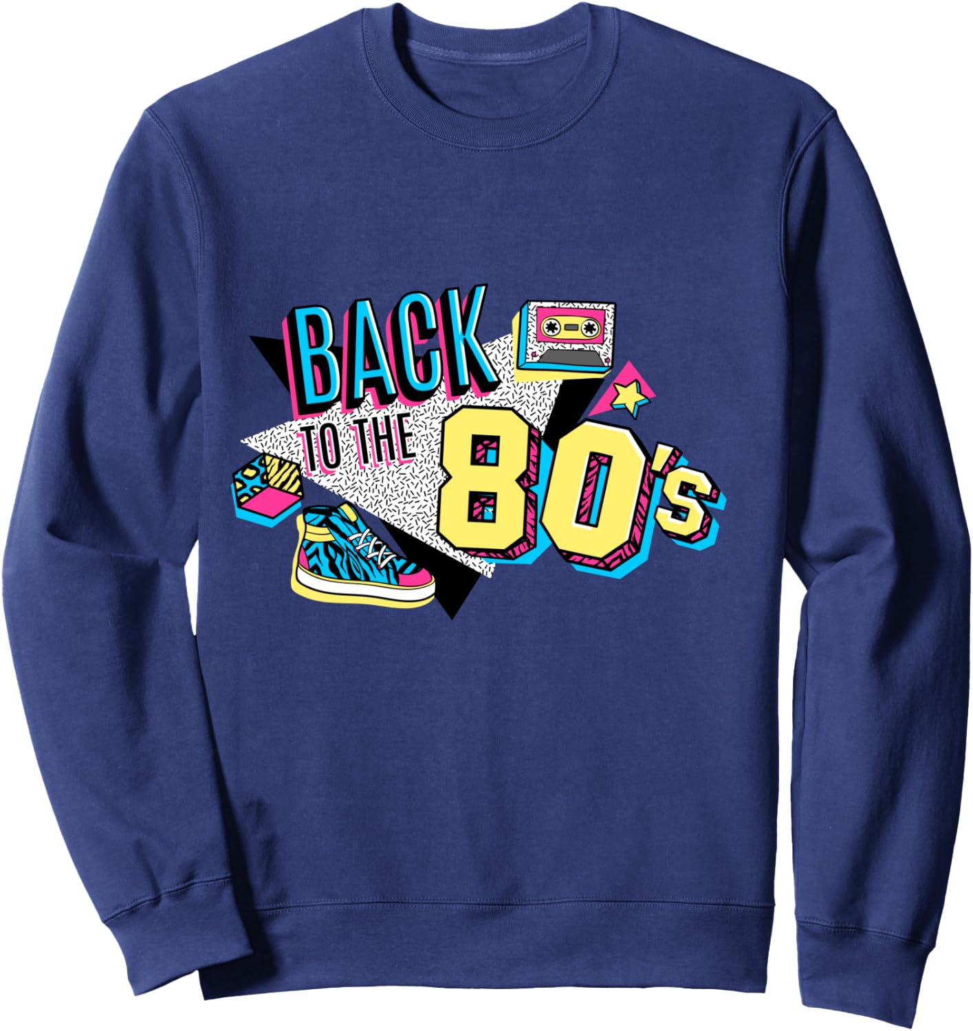 Men's Women's Kids Vintage Retro Back To 80's Outfit Graphic Sweatshirt - Sweatshirt | Navy