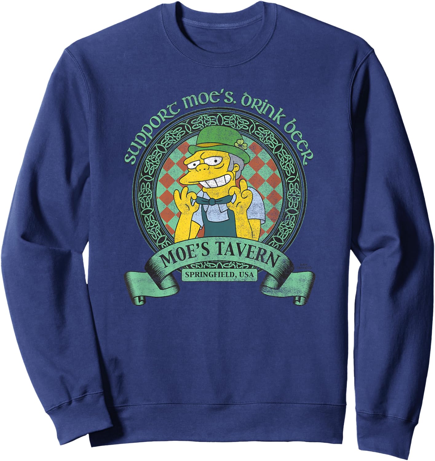 The Simpsons St. Patrick's Day Support Moe's, Drink Beer Sweatshirt - Sweatshirt | Navy