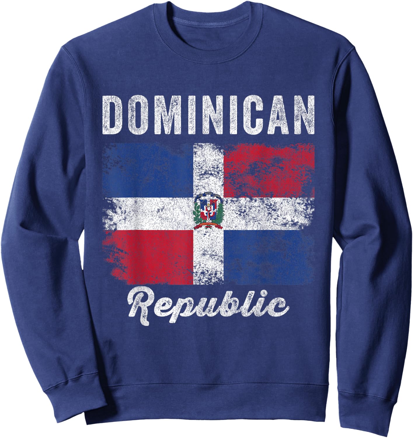 Dominican Republic Flag Vintage - Men Women - Dominican Flag Sweatshirt - Sweatshirt | Navy
