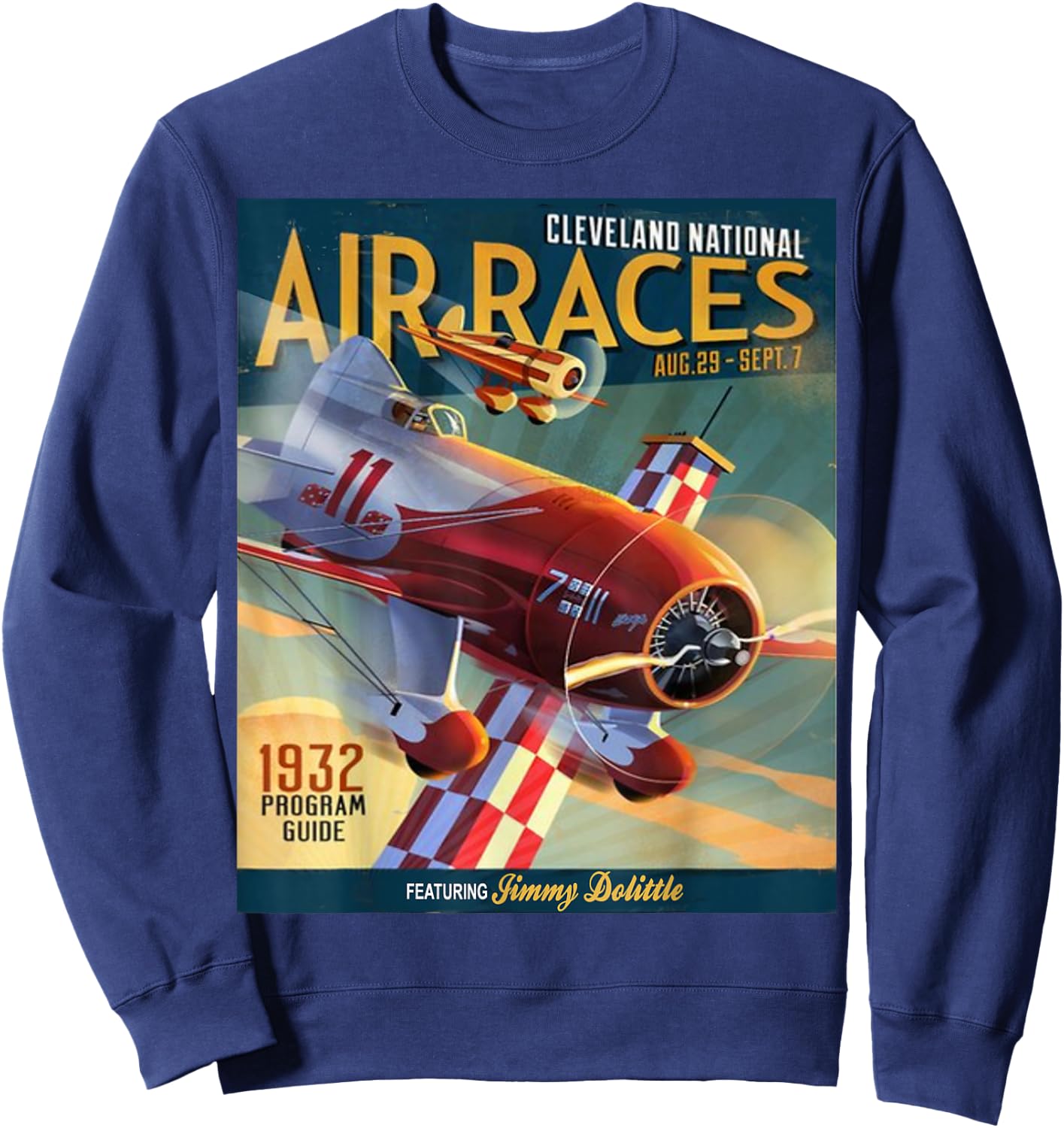 National Air Races Retro Cleveland Air Show Airplane Sweatshirt - Sweatshirt | Navy