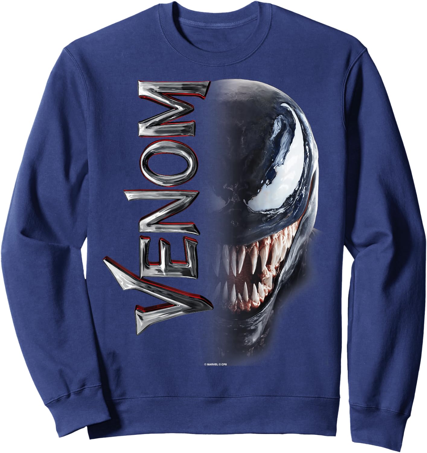 Marvel Venom Split Down The Middle Grin Sweatshirt - Sweatshirt | Navy