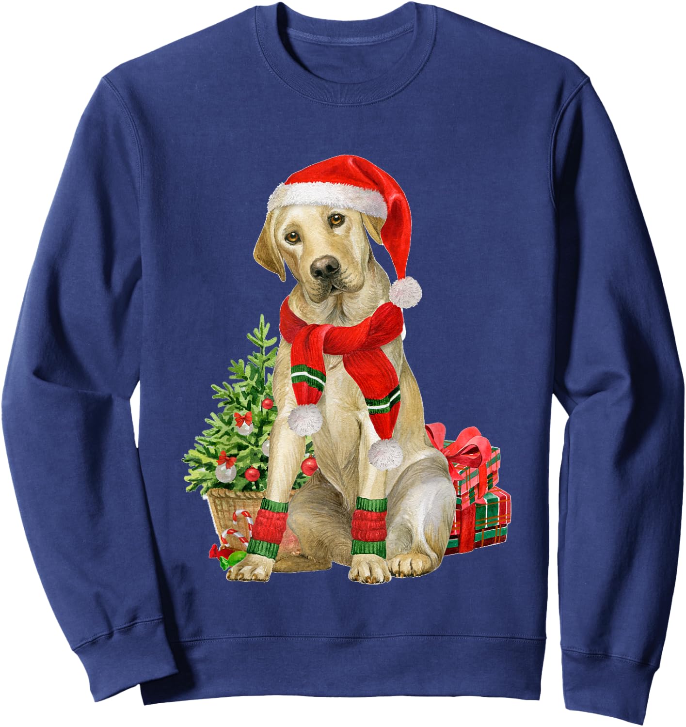Yellow Lab Labrador Christmas Tree Dog Lover Xmas Pajama Sweatshirt - Sweatshirt | Navy