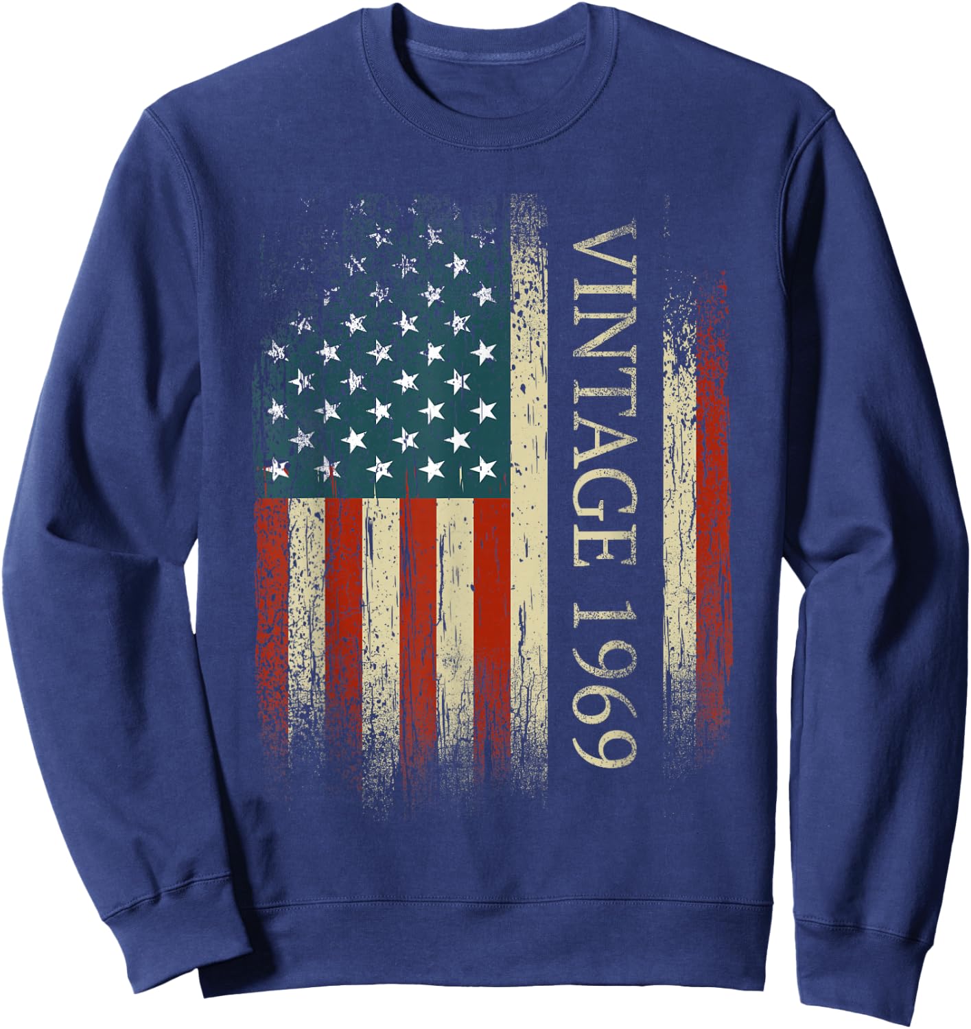 56th Birthday Vintage 1969 Usa Flag 56 Year Old Gifts Bday Sweatshirt - Sweatshirt | Navy