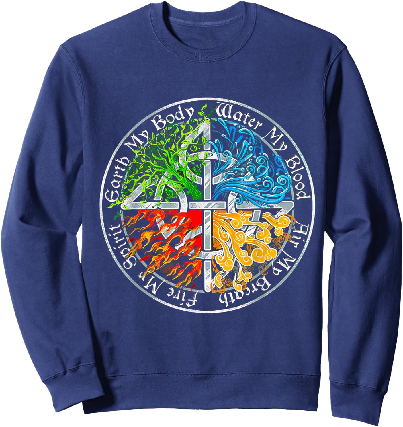 Viking Tree, Earth My Body Water My Blood, Air My Breath Sweatshirt - Sweatshirt | Navy