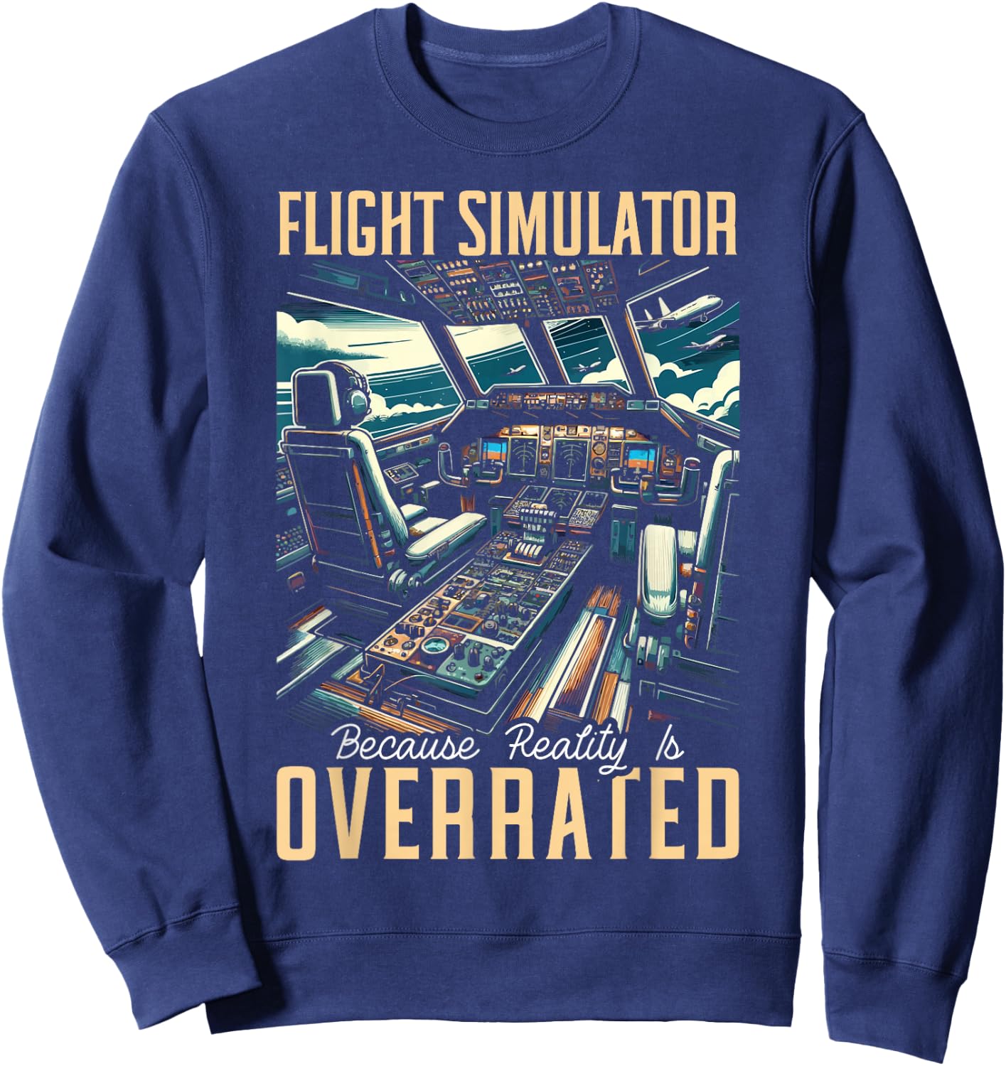Flight Simulator Aviation Console Pilot Flight Simulation Sweatshirt - Sweatshirt | Navy