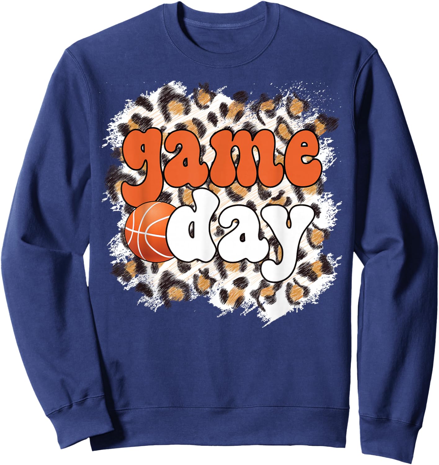 Game Day Leopard Basketball Game Day Sweatshirt - Sweatshirt | Navy