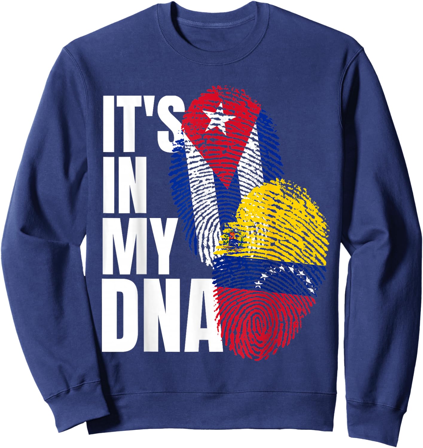 Cuban And Venezuelan Mix DNA Heritage Flag Sweatshirt - Sweatshirt | Navy