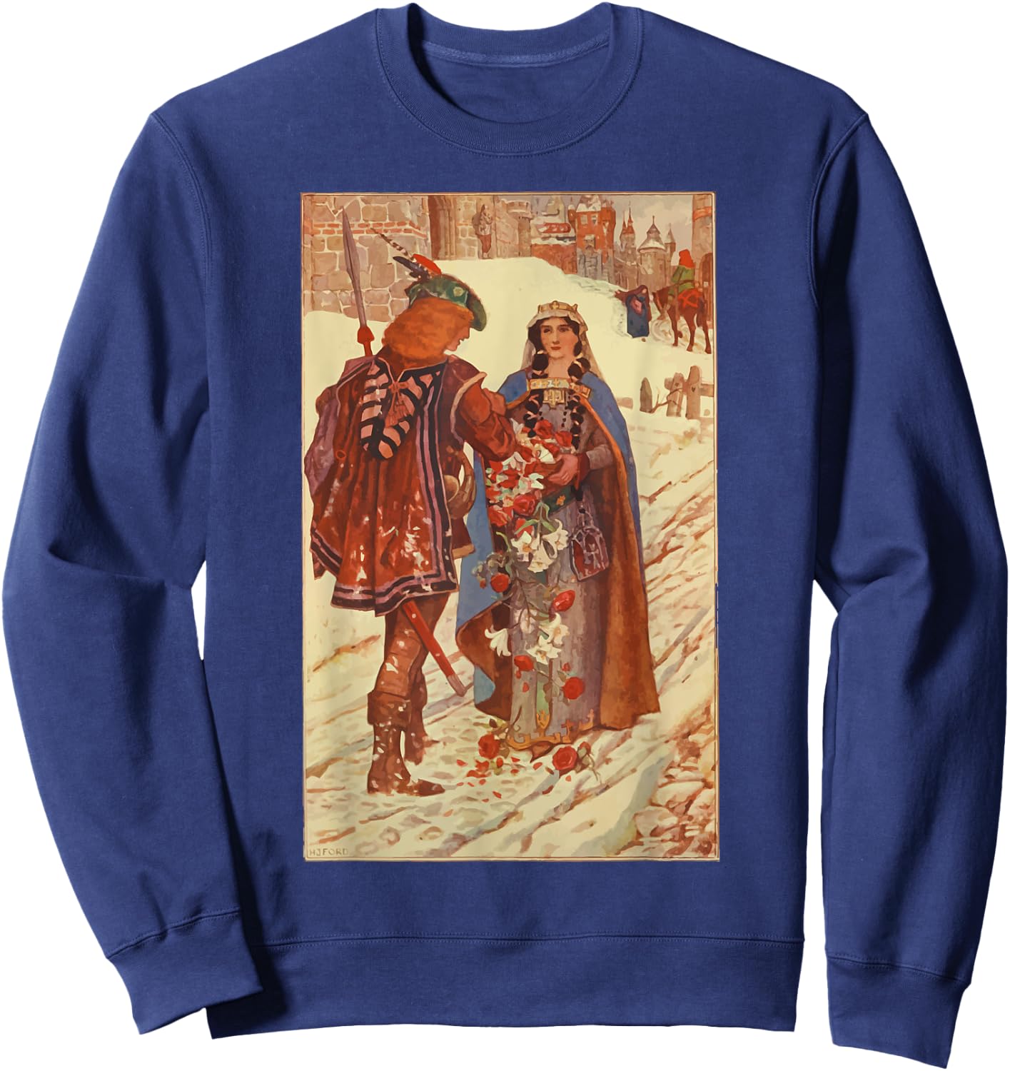 St Elizabeth of Hungary Miracle of the Roses Catholic Saint Sweatshirt - Sweatshirt | Navy