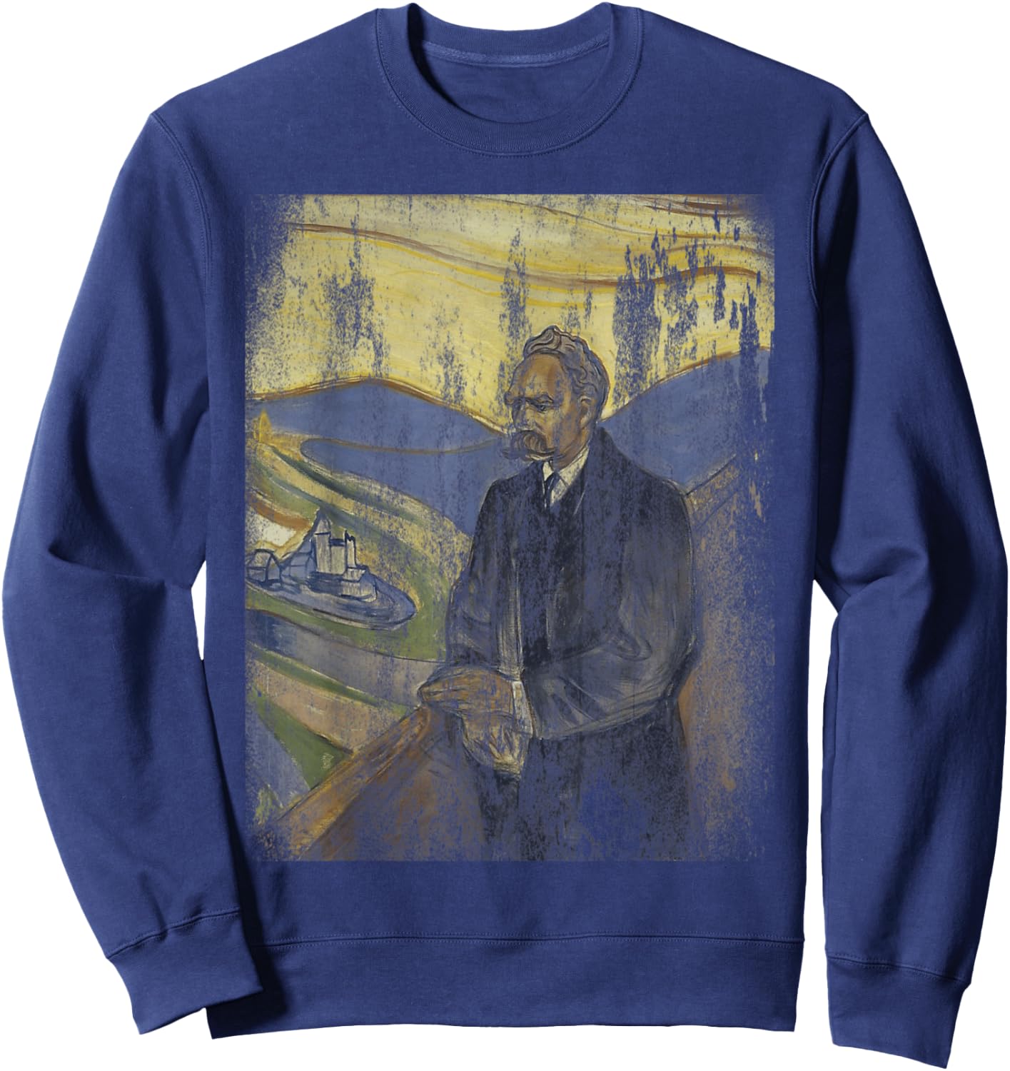 Friedrich Nietzsche | Retro | Painting | Vintage Sweatshirt - Sweatshirt | Navy