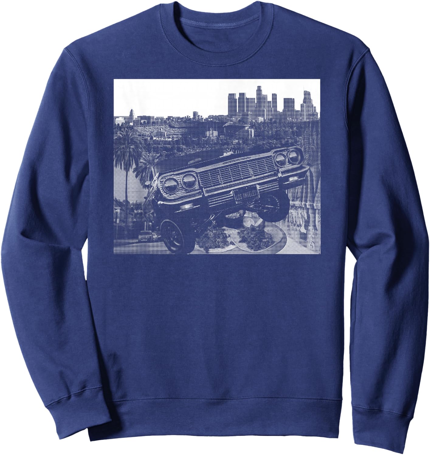 Los Angeles Skyline California Latino Elysian Mexican Cholo Sweatshirt - Sweatshirt | Navy