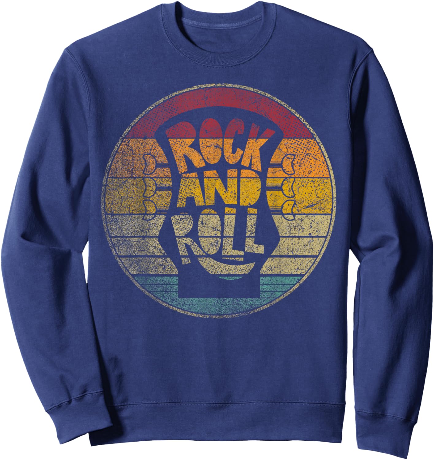 Guitar Rock and Roll Vintage Retro Style Musician Music Gift Sweatshirt - Sweatshirt | Navy