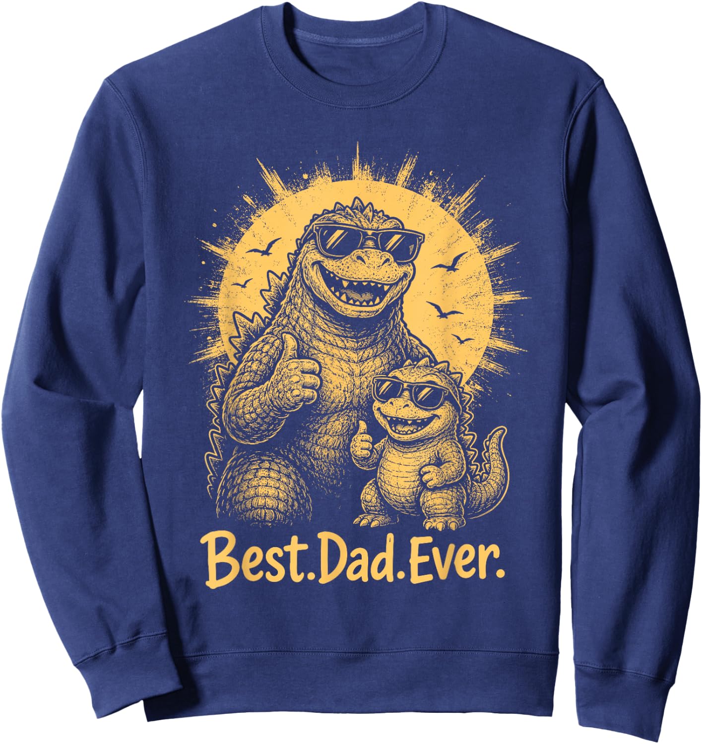 Funny Best Dad Ever Monsters Fathers Day Dad and Son Sweatshirt - Sweatshirt | Navy