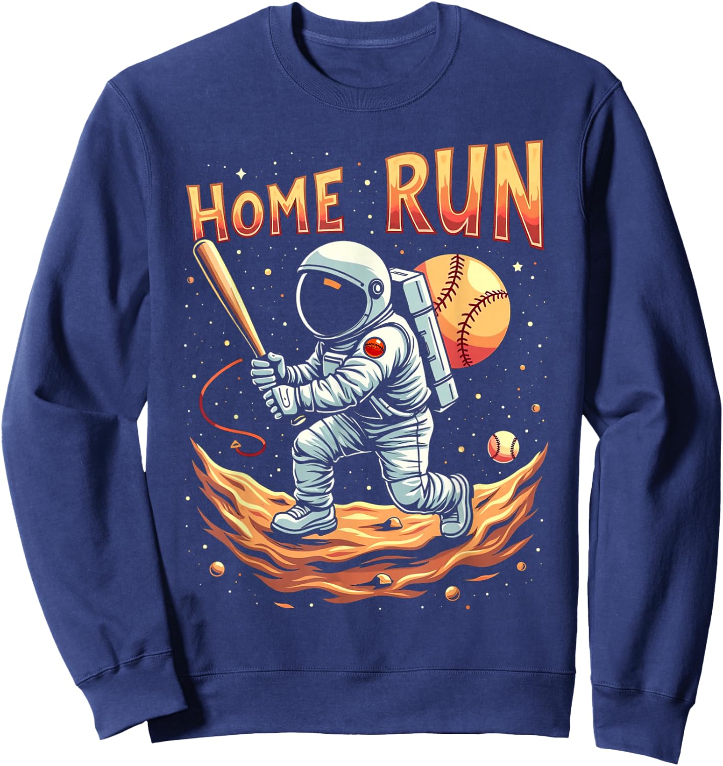 Home Run Astronaut Baseball Player Boys Kids Men Sweatshirt - Sweatshirt | Navy