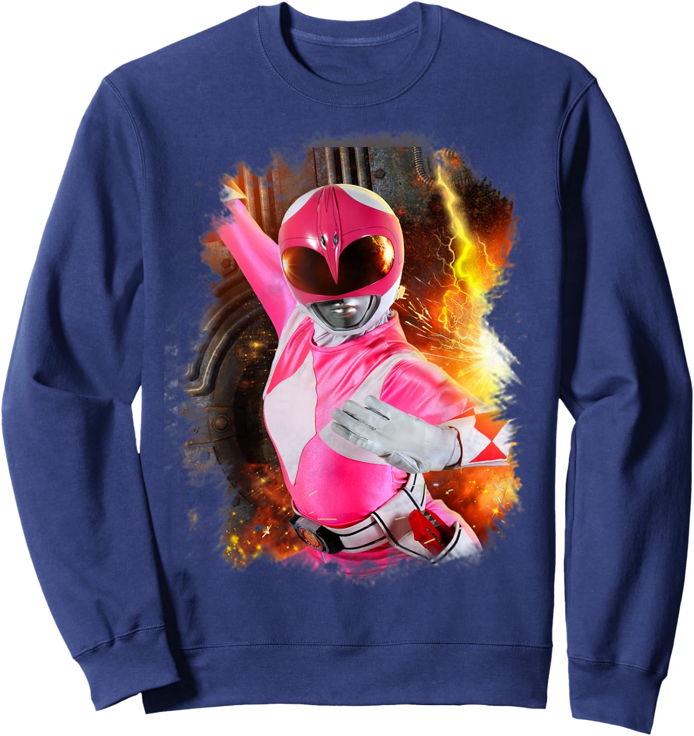 Power Rangers Photo Pink Ranger Close Up Sweatshirt - Sweatshirt | Navy