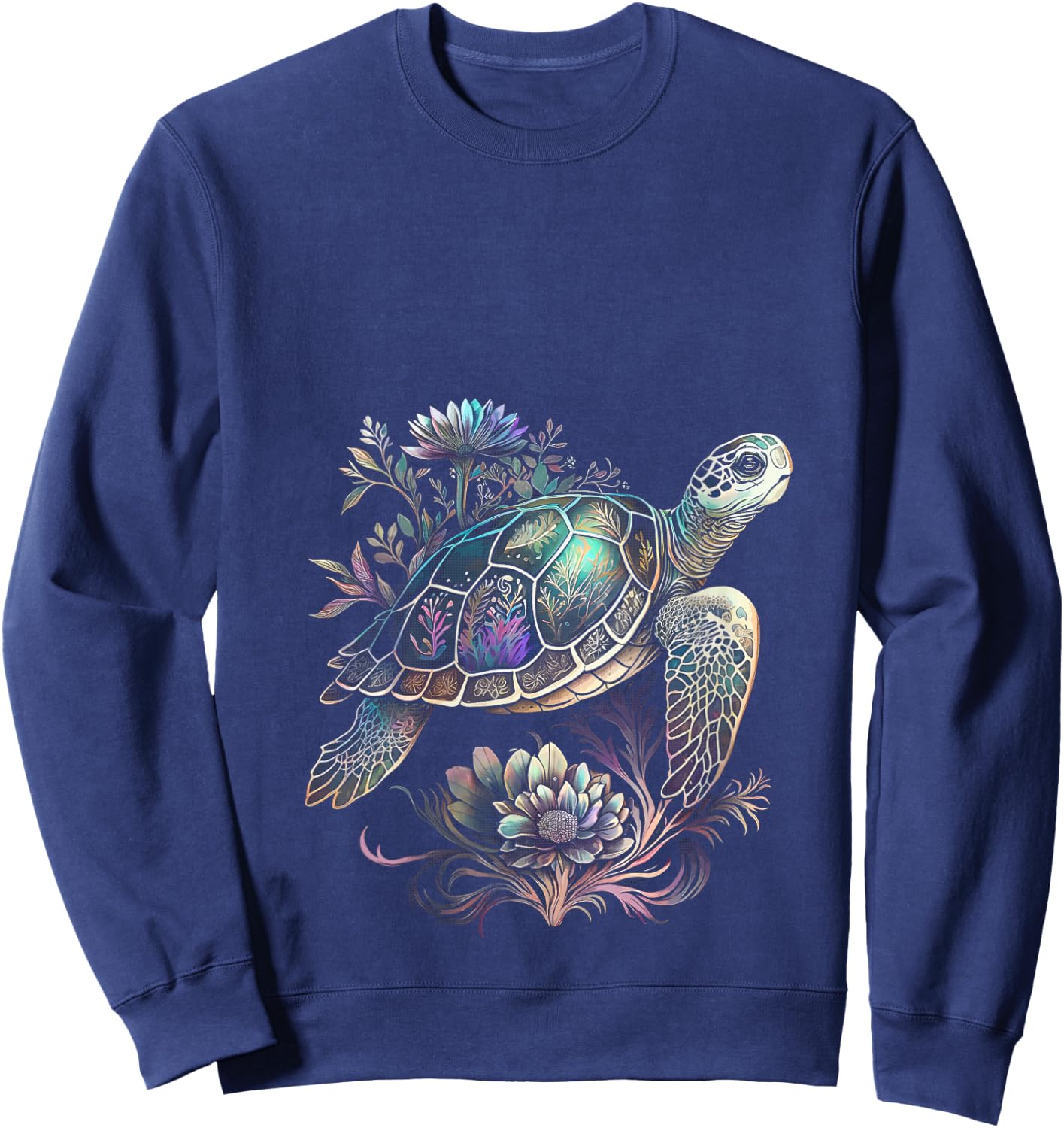 Sea Turtle Beach Lover Ocean Animal Graphic Novelty V-Neck Sweatshirt - Sweatshirt | Navy