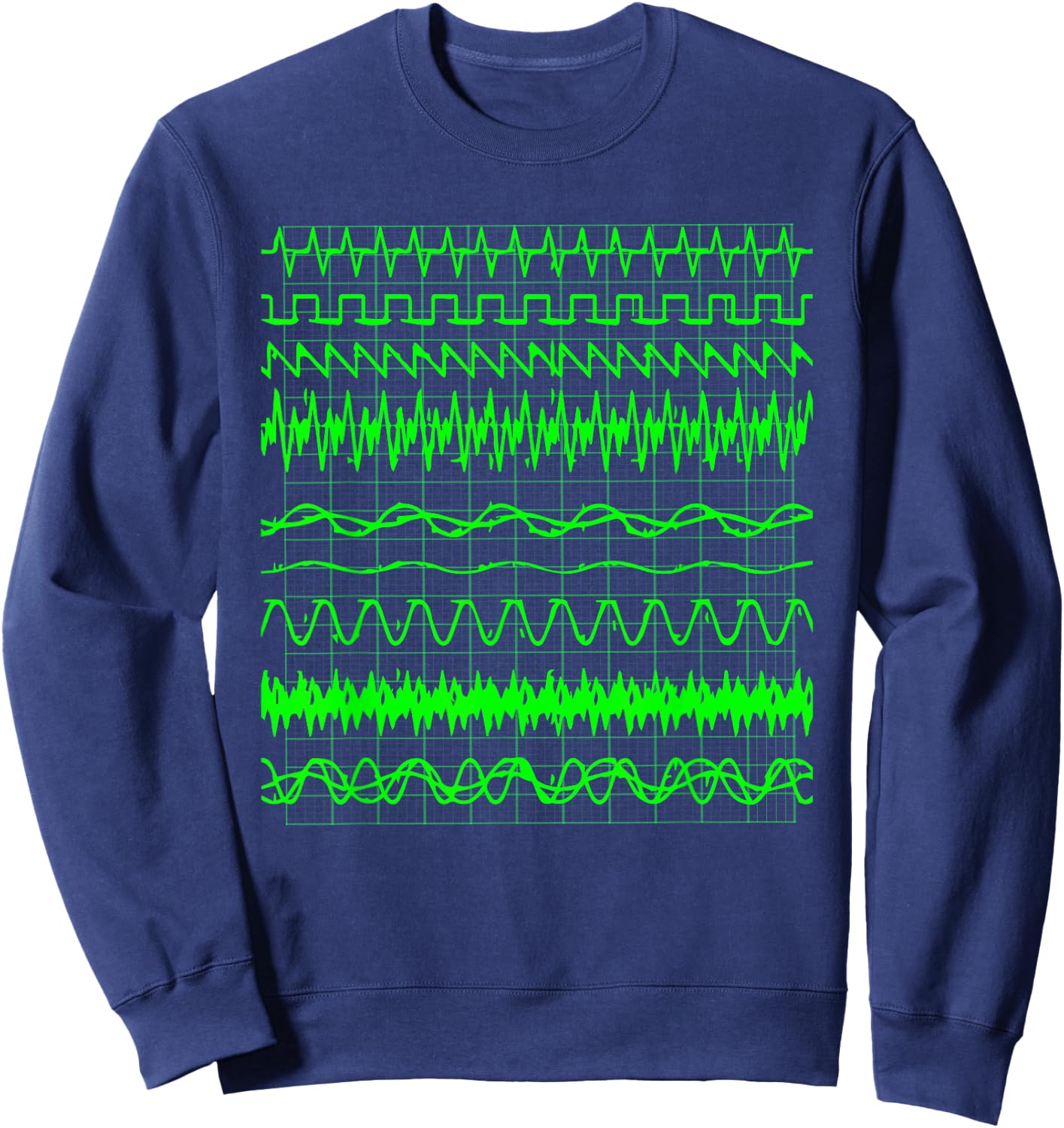 Oscilloscope Digital Waves On Screen Display Sweatshirt - Sweatshirt | Navy