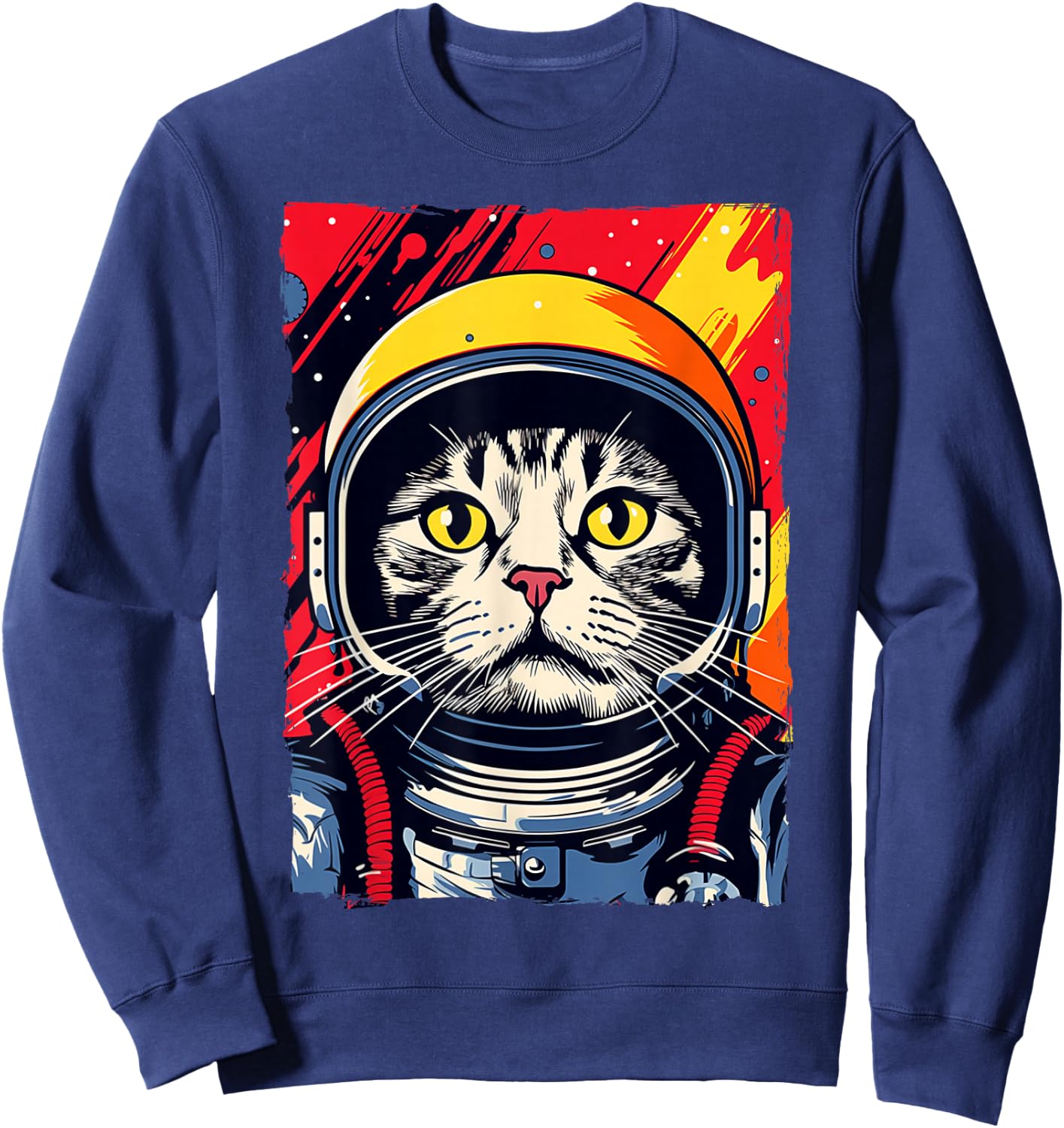 Astronaut Cat Shirt Kids Space Cat Astronaut Cat Mom Cat Dad Sweatshirt - Sweatshirt | Navy