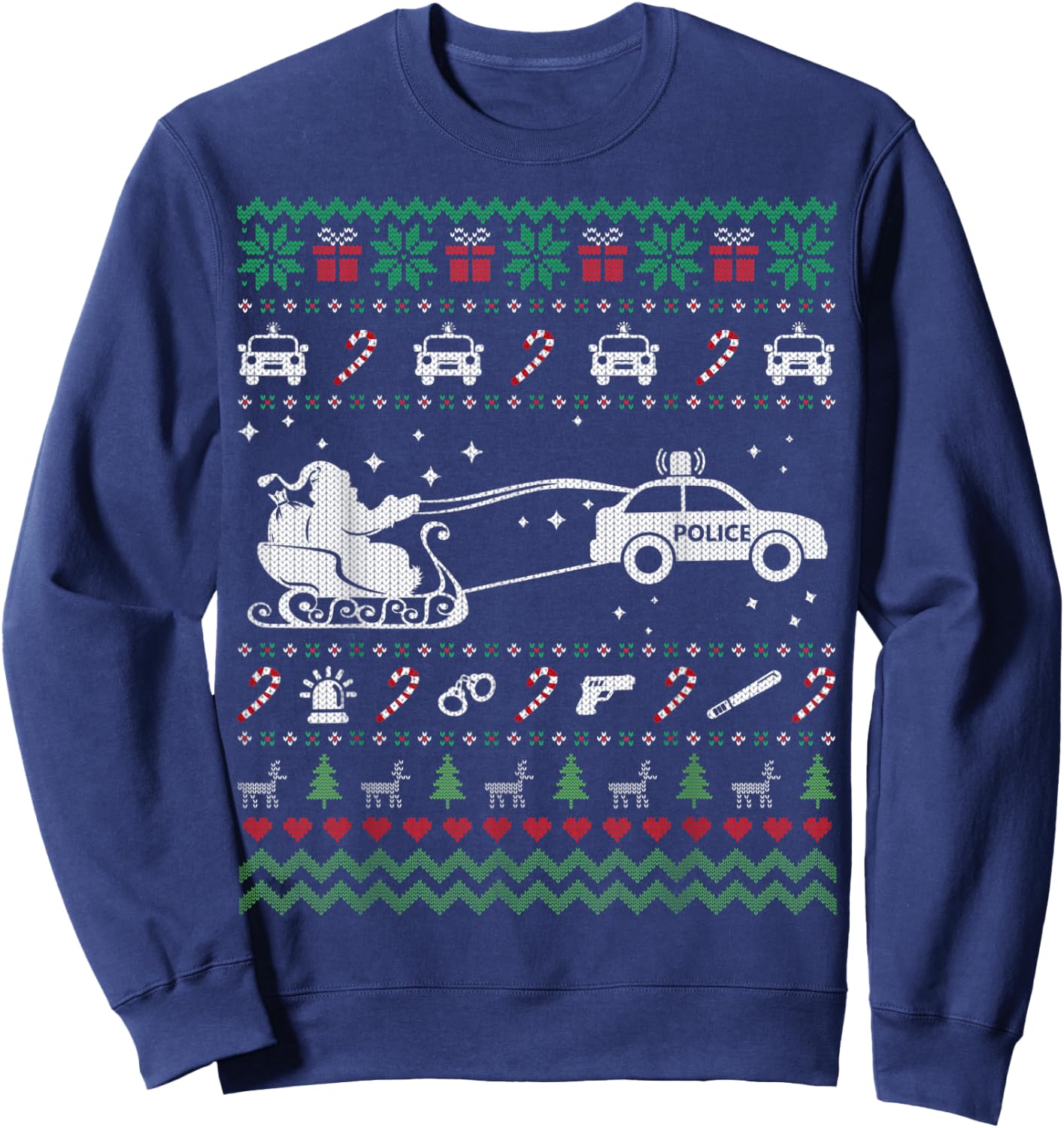 Funny Police Ugly Christmas Sweater Gifts Women Sweatshirt - Sweatshirt | Navy