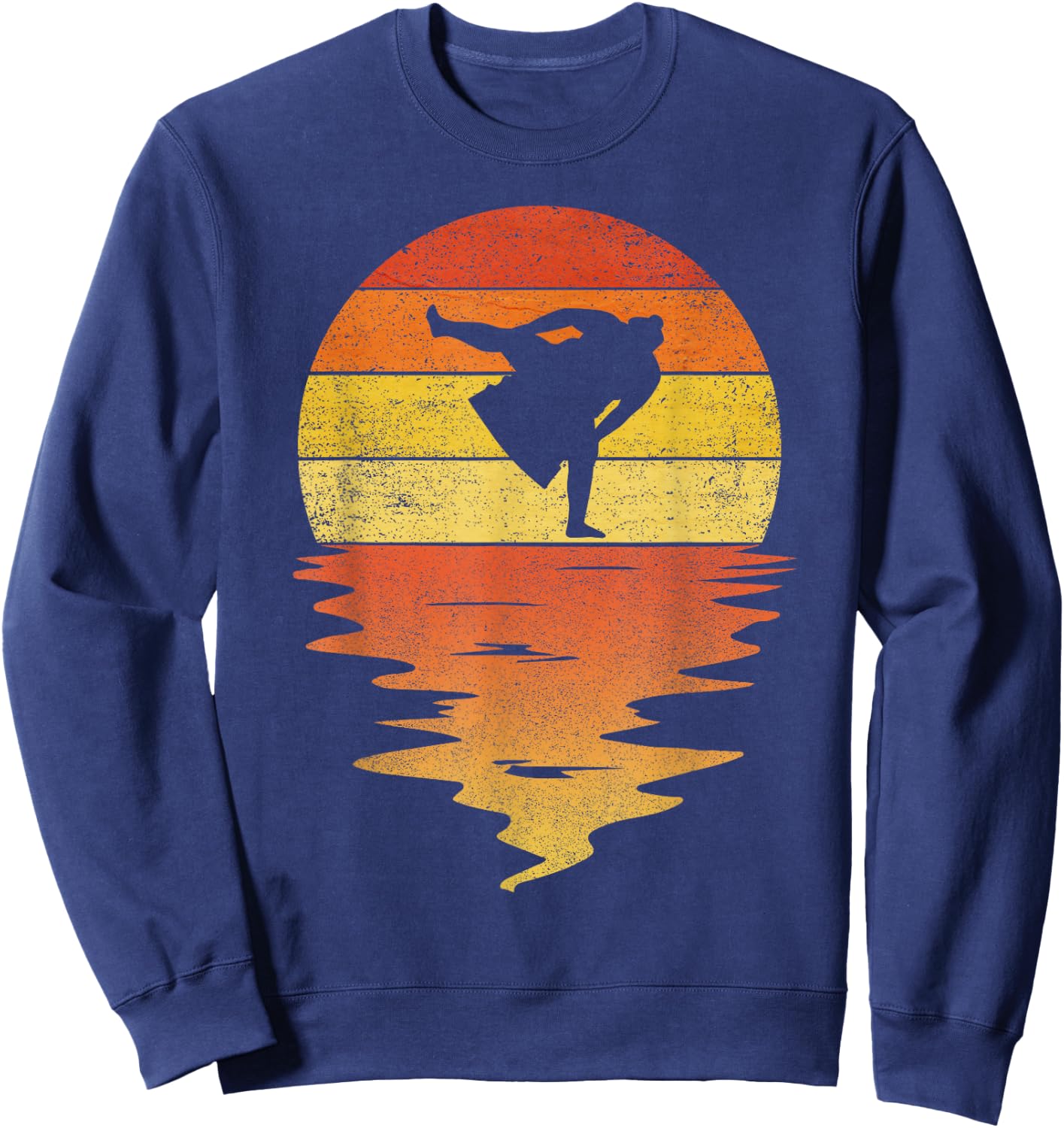 Sumo Wrestling Shirt Retro Sunset 70s Vintage Sumo Sweatshirt - Sweatshirt | Navy