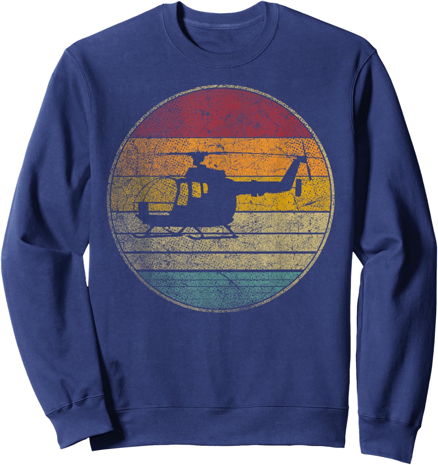 Helicopter Pilot Flying - Retro Style Vintage 80s Funny Sweatshirt - Sweatshirt | Navy