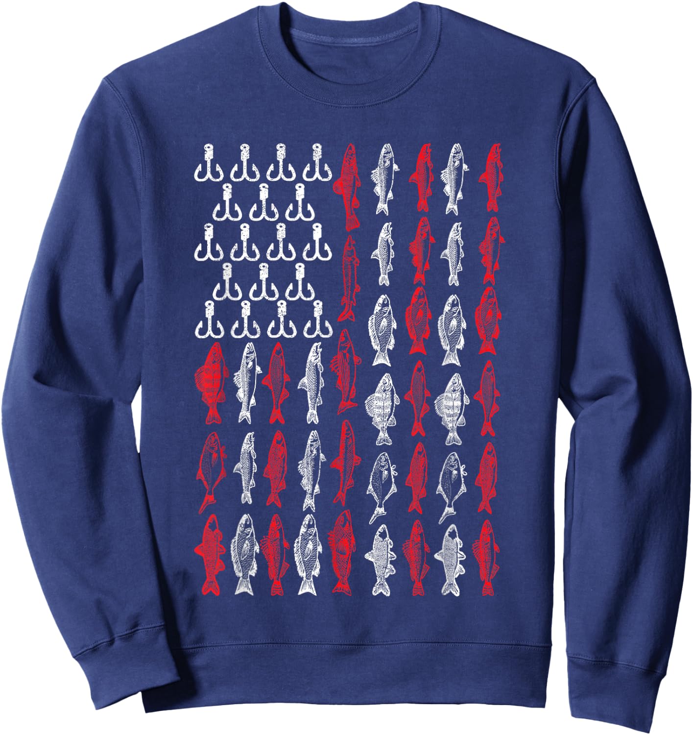 American Flag Fishing T Shirt, Bass Pro Fish 4th of July Men Sweatshirt - Sweatshirt | Navy