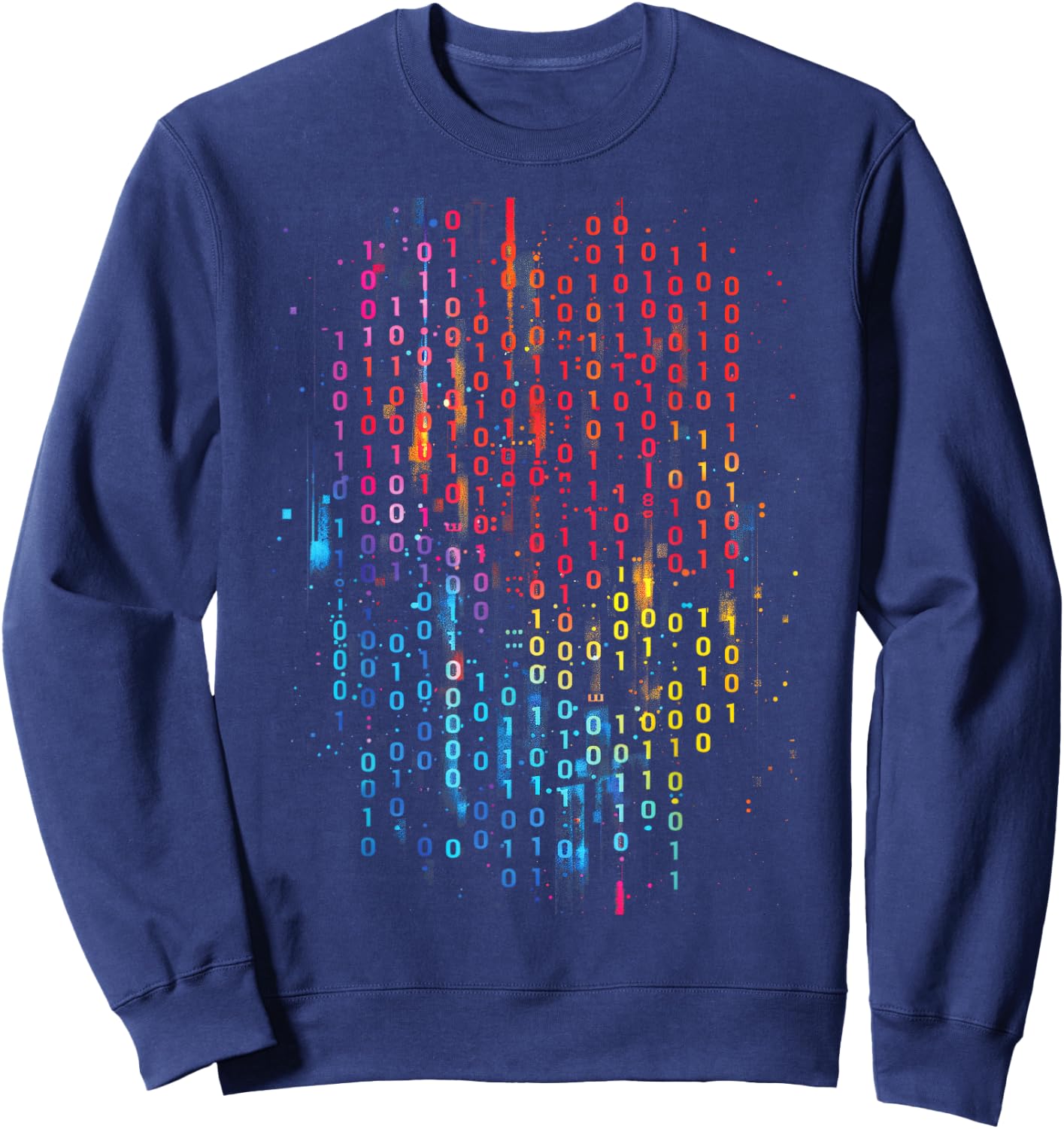 Binary Code Matrix Illuminated Numerals 3D Effect Sweatshirt - Sweatshirt | Navy