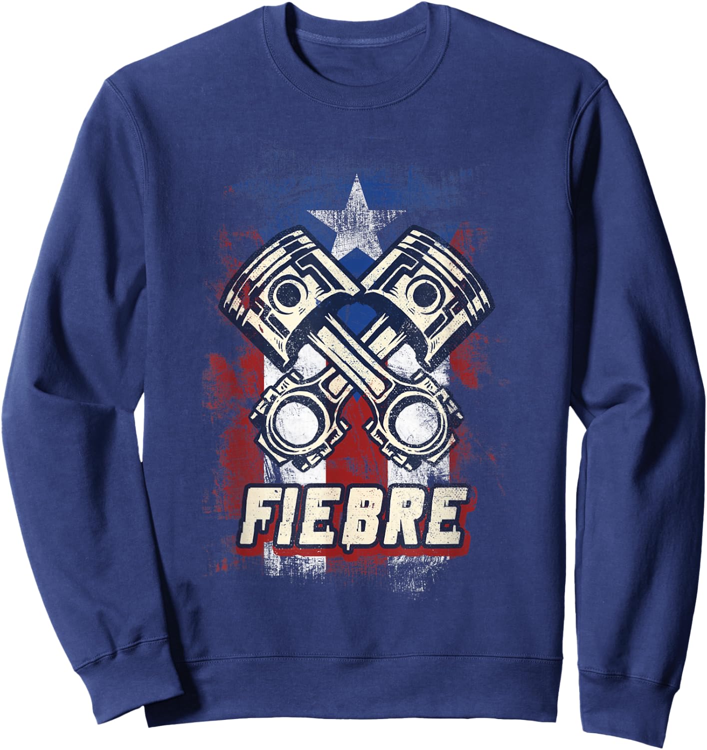 Puerto Rico Racing Flag Fiebre Race car Camisa Para Hombre Sweatshirt - Sweatshirt | Navy