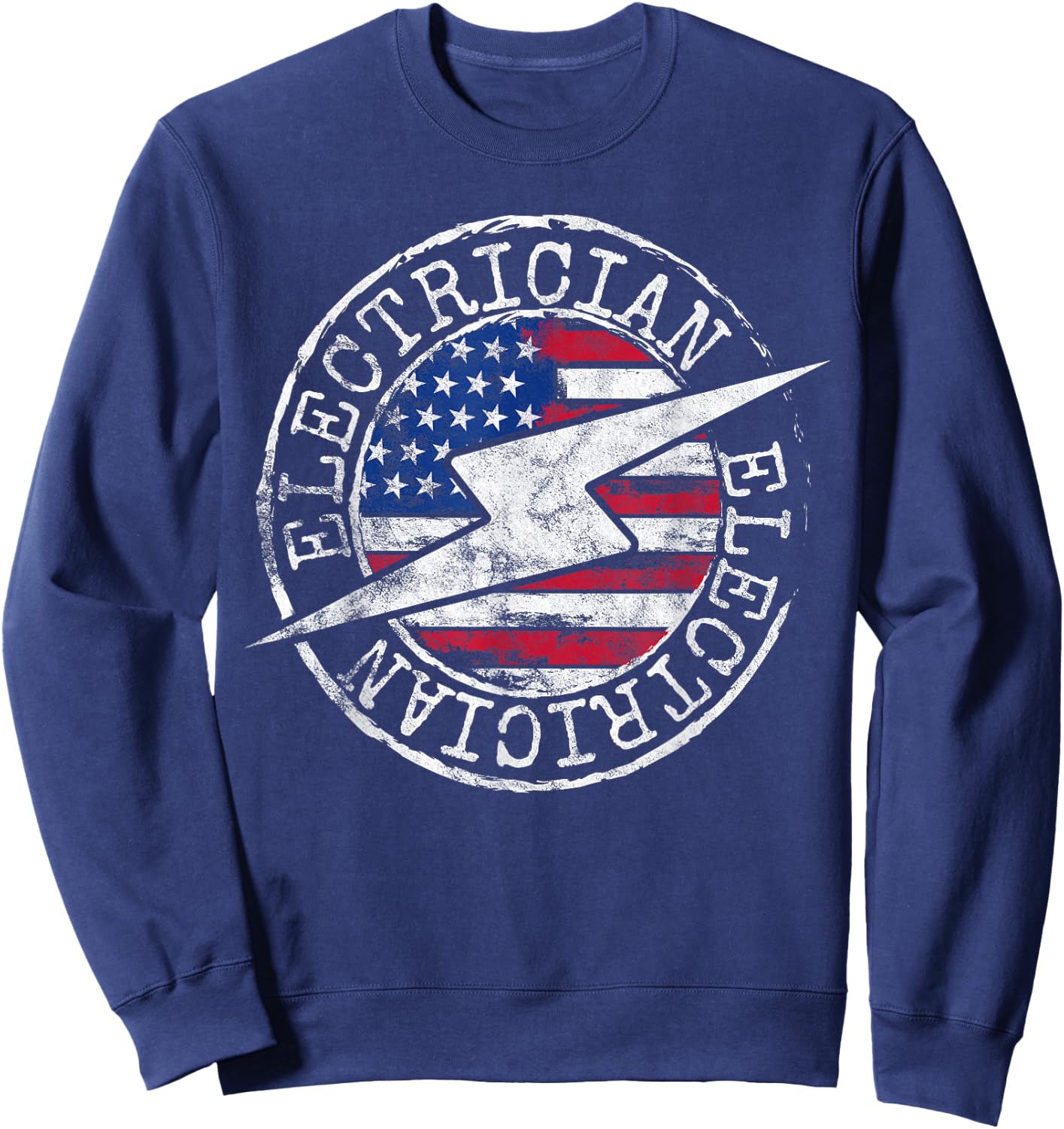 Electrician American Flag Electrical Gift USA Stamp Style Kids Men Sweatshirt - Sweatshirt | Navy