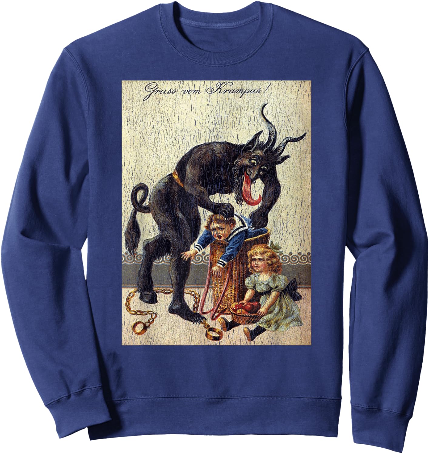 Gruss Vom Krampus Horror Christmas Art Creepy Evil Santa Fun Sweatshirt - Sweatshirt | Navy