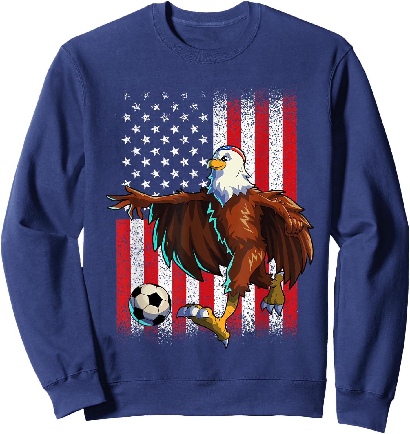 Soccer American Eagle 4th Of July Shirt Men Boy USA Flag Sweatshirt - Sweatshirt | Navy