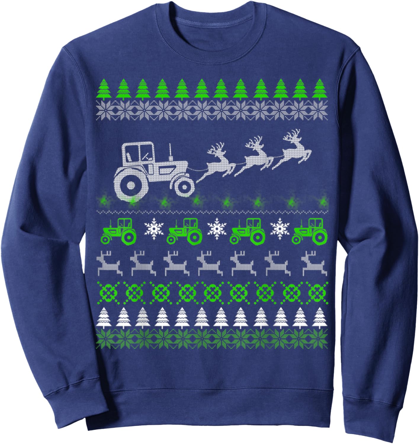 Funny Tractor Farmer Ugly Christmas Sweaters Sweatshirt - Sweatshirt | Navy