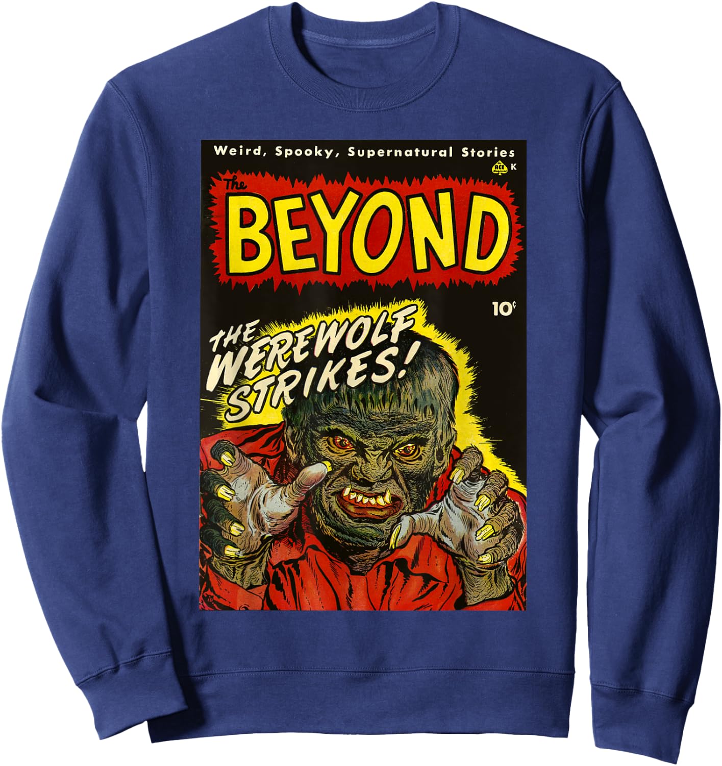 Wolfman Halloween Monster Vintage Horror Movie Werewolf Sweatshirt - Sweatshirt | Navy