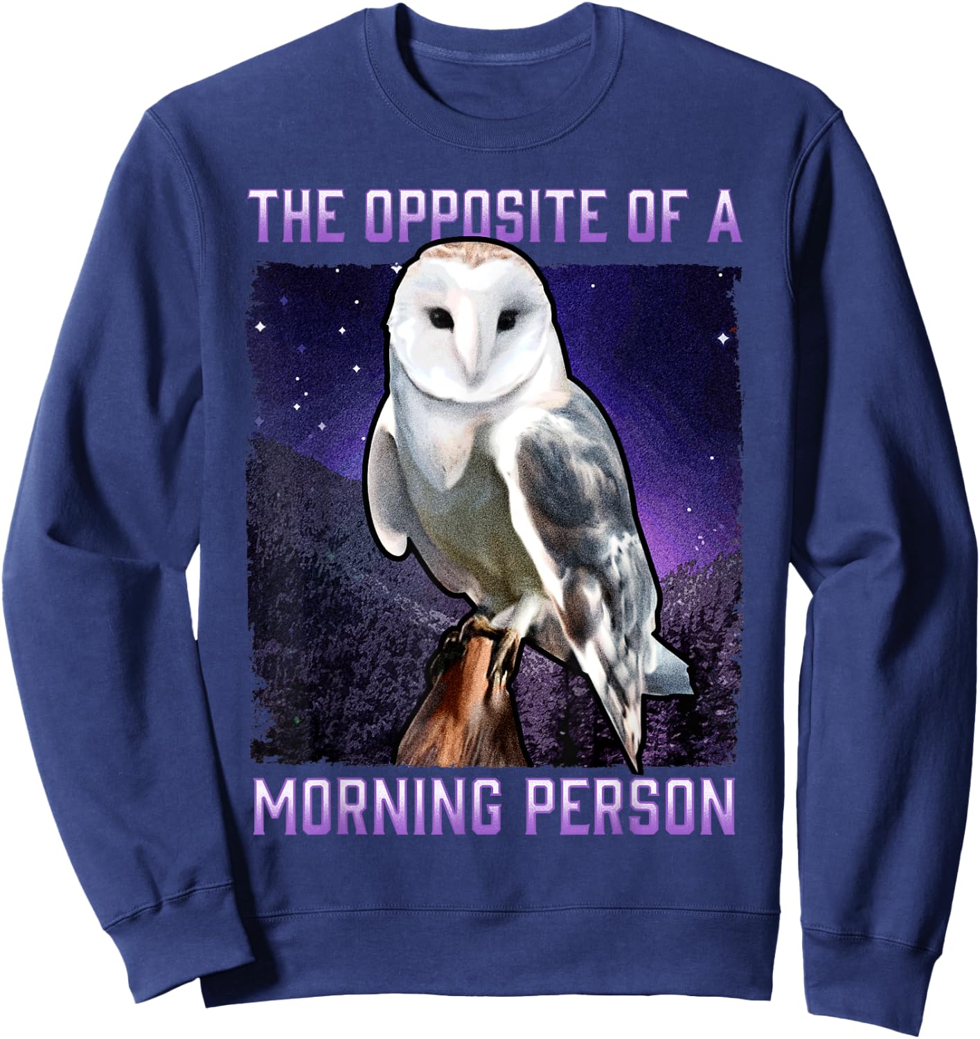 Snowy Owl Opposite of a Morning Person Bird Night Owl Sweatshirt - Sweatshirt | Navy